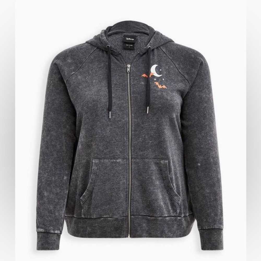Disney Minnie Mouse Mineral Wash Spider Web Hoodie - Black- Torrid